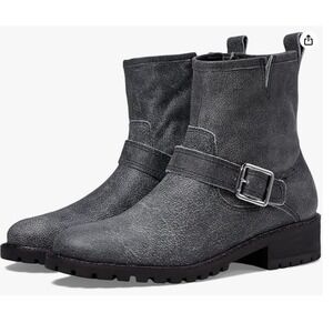 Lucky Brand Kenadie Women's Gray Leather Moto Lug Boots Ankle Booties 7M‎ NEW